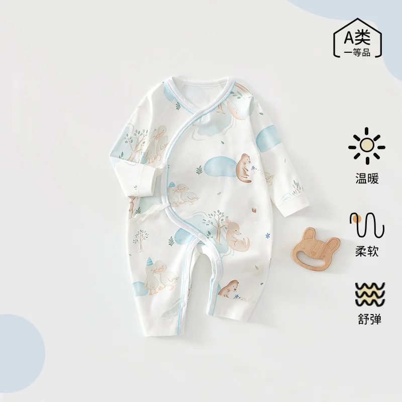 Infant and toddler spring and autumn one-piece suit made of pure cotton