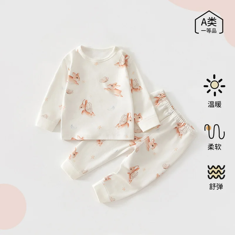 Spring pajamas for infants and toddlers made of pure cotton