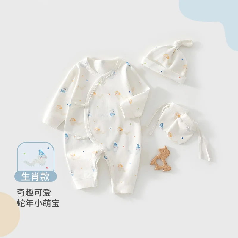 Infant and toddler spring and autumn one-piece suit made of pure cotton