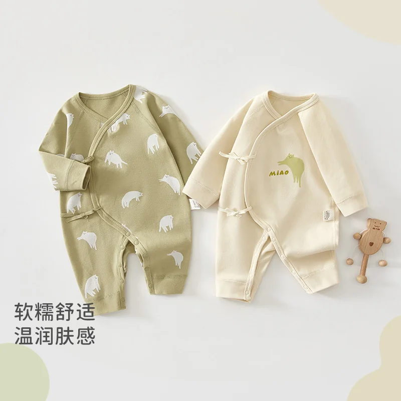 Pure cotton crawling clothes for infants and toddlers in spring and autumn