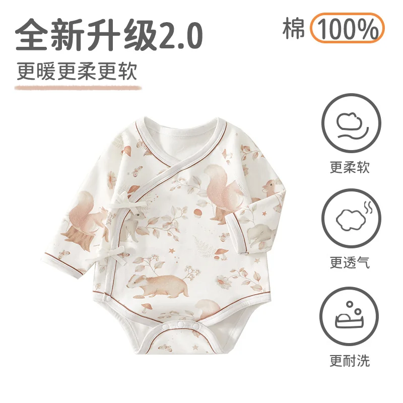 Pure cotton crawling clothes for infants and toddlers in spring and autumn