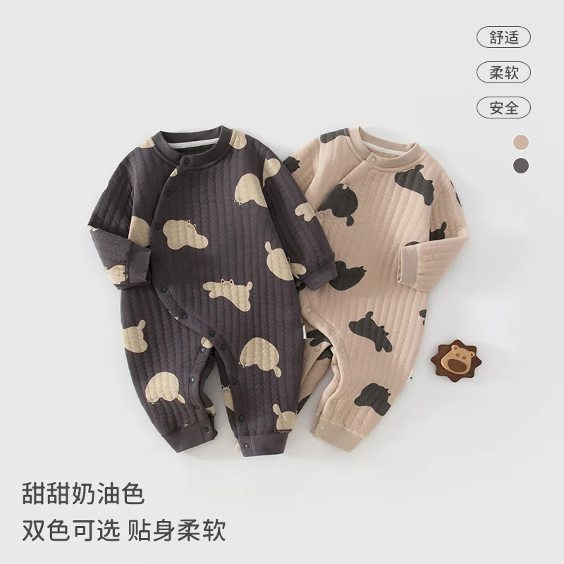 Infants and toddlers' autumn and winter climbing clothing with air layer cotton padding