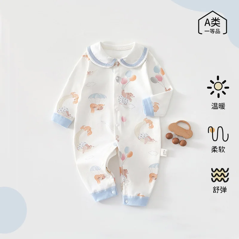 Spring and autumn crawling clothes made of pure cotton