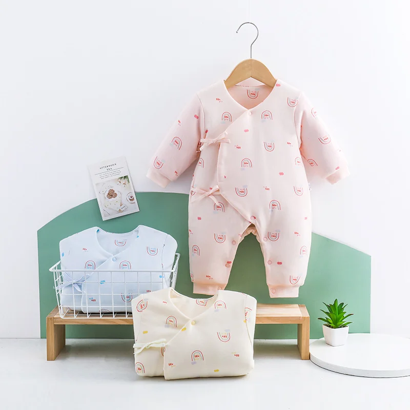 Infant and toddler crawling suits with cotton padding