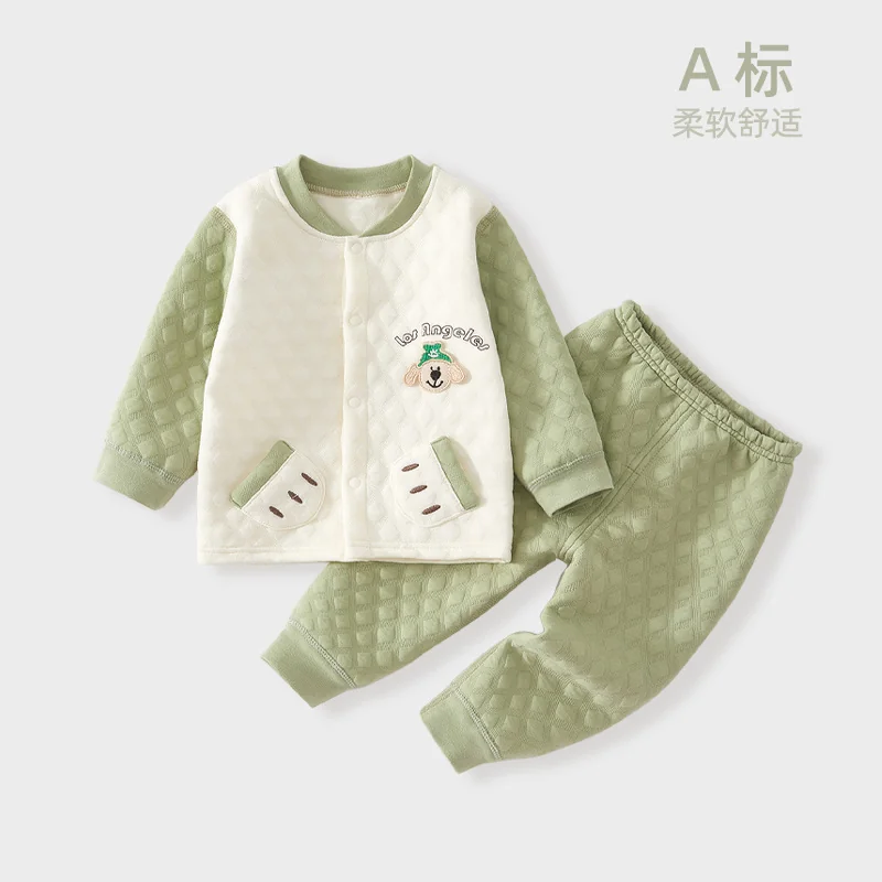 Infants and toddlers' spring and autumn long Johns and long pants with cotton clips