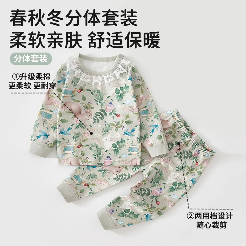 Girls' spring and autumn home wear made of pure cotton