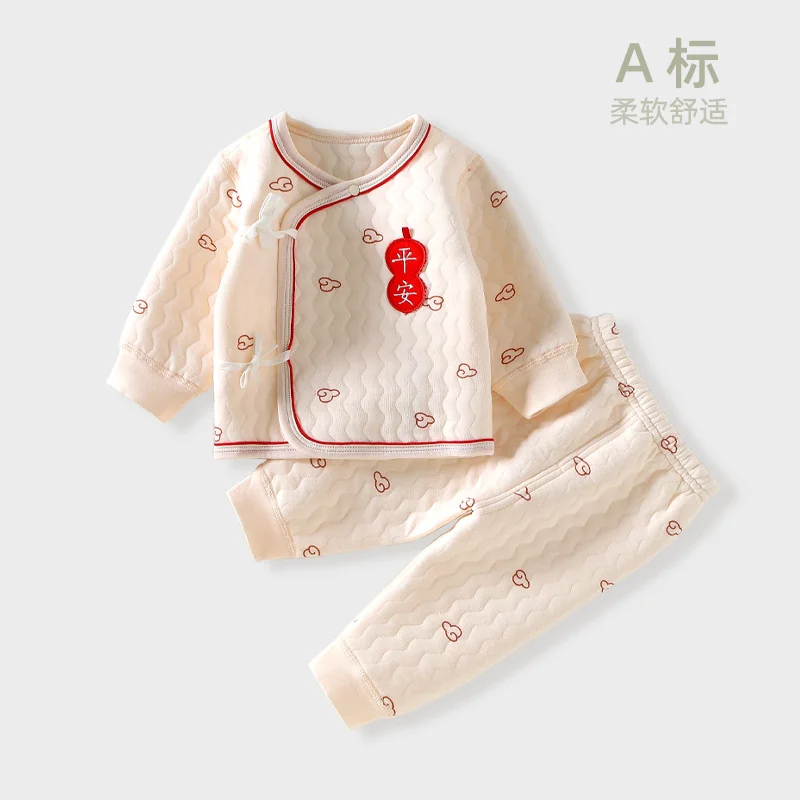 Infant and toddler autumn and winter long Johns and long pants made of pure cotton with cotton lining