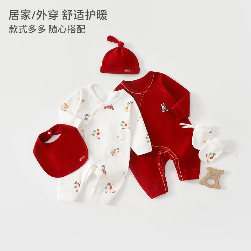 Pure cotton crawling clothes for infants and toddlers in spring and autumn