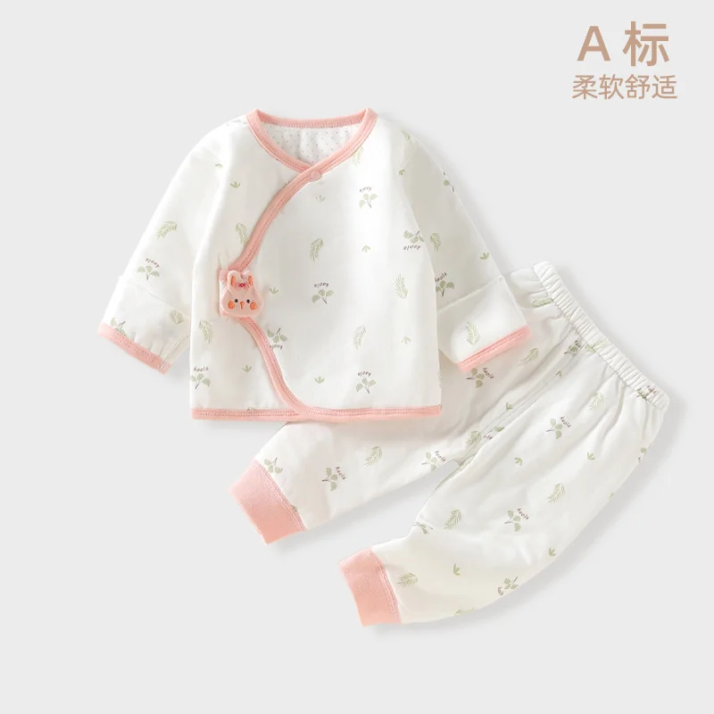 Infant and toddler autumn and winter set with air layer cotton padding