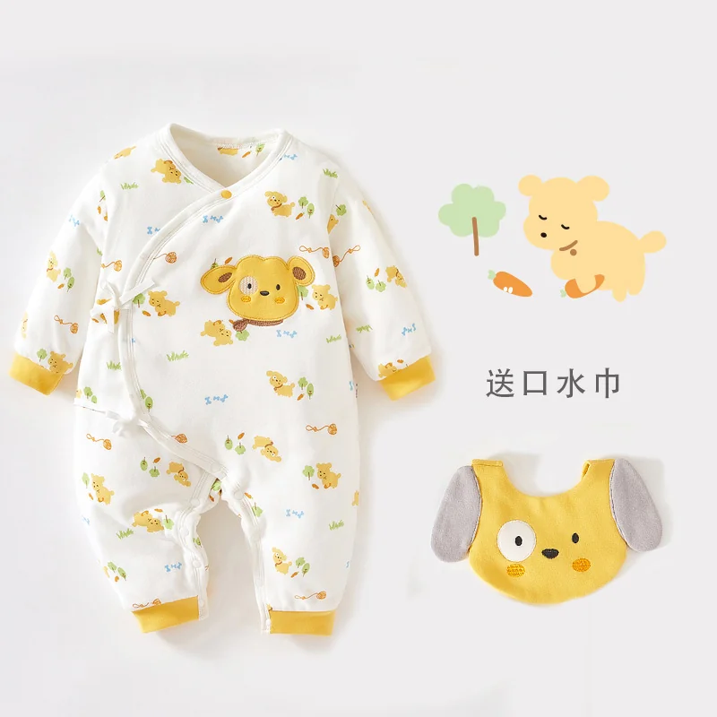 Infants and toddlers' autumn and winter crawling clothes with cotton padding
