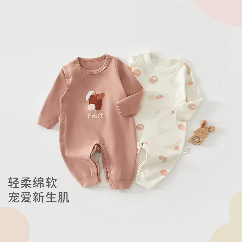 Pure cotton crawling clothes for infants and toddlers in spring and autumn