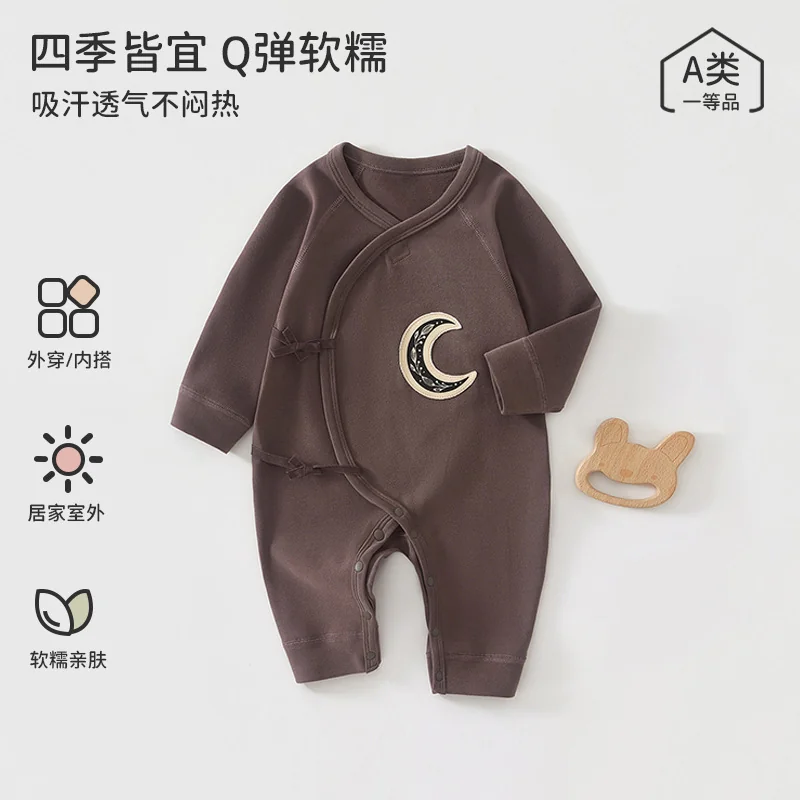 Infant and toddler spring and autumn one-piece suit made of pure cotton