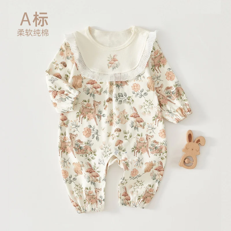 A girl's spring and autumn one-piece dress made of pure cotton