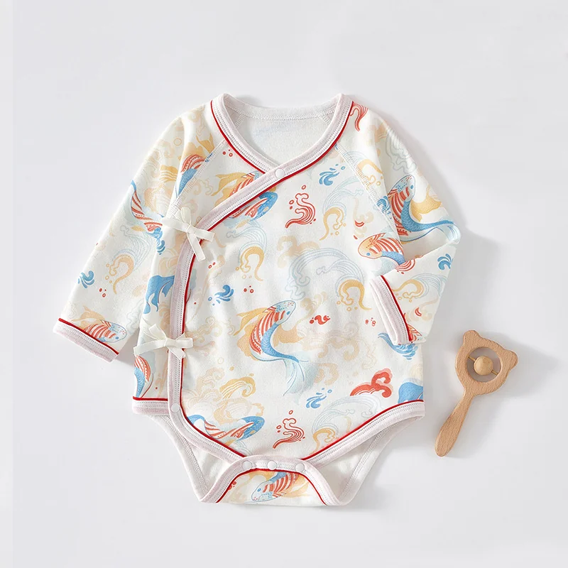 Pure cotton crawling clothes for infants and toddlers in spring and autumn