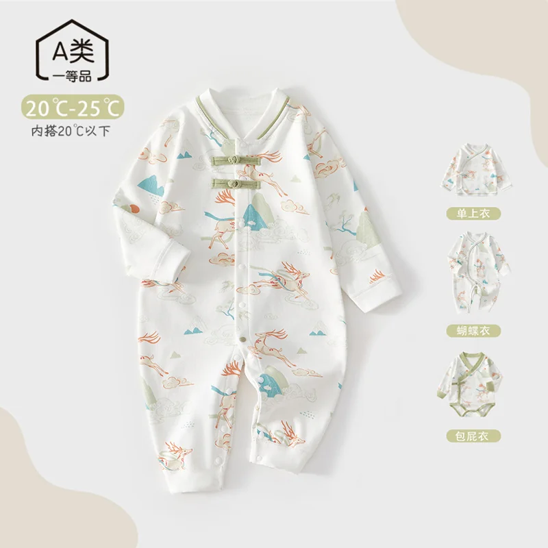 The girl's spring and autumn dress is made of pure cotton