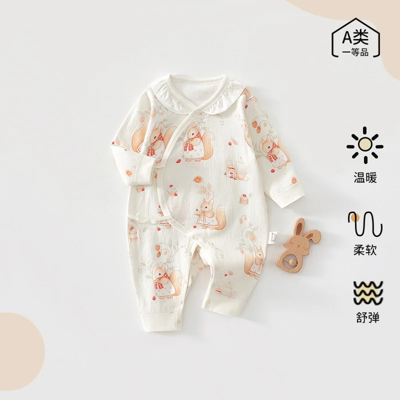 Pure cotton crawling clothes for infants and toddlers in spring and autumn