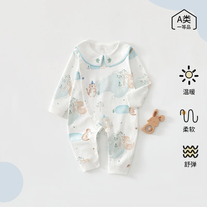 Pure cotton crawling clothes for infants and toddlers in spring and autumn