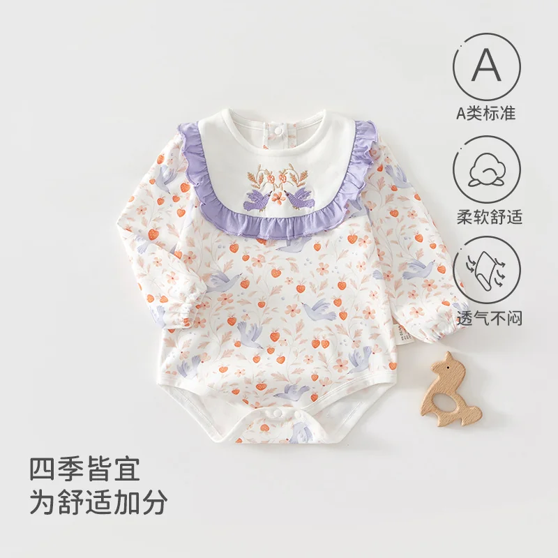 Pure cotton crawling clothes for infants and toddlers in spring and autumn