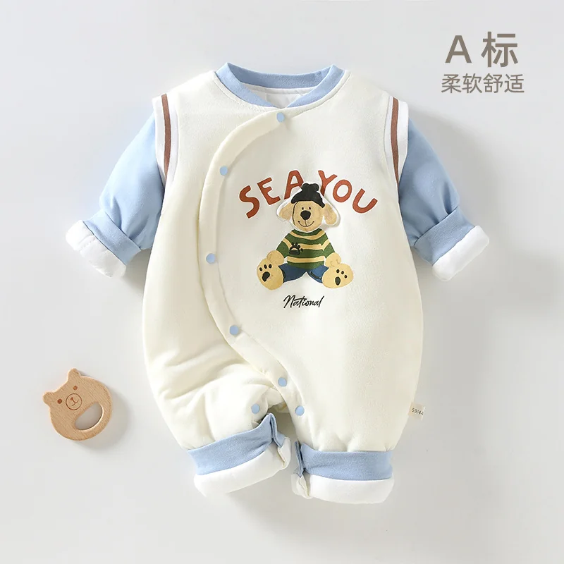 Infant and toddler autumn and winter jumpsuit made of pure cotton