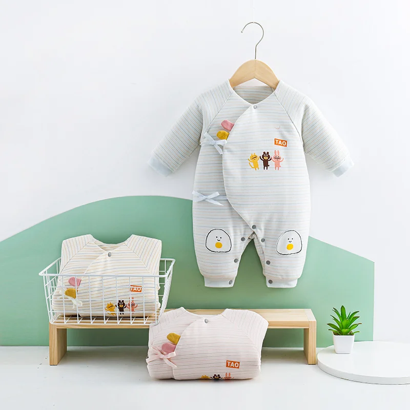 Infant and toddler crawling suits with cotton padding