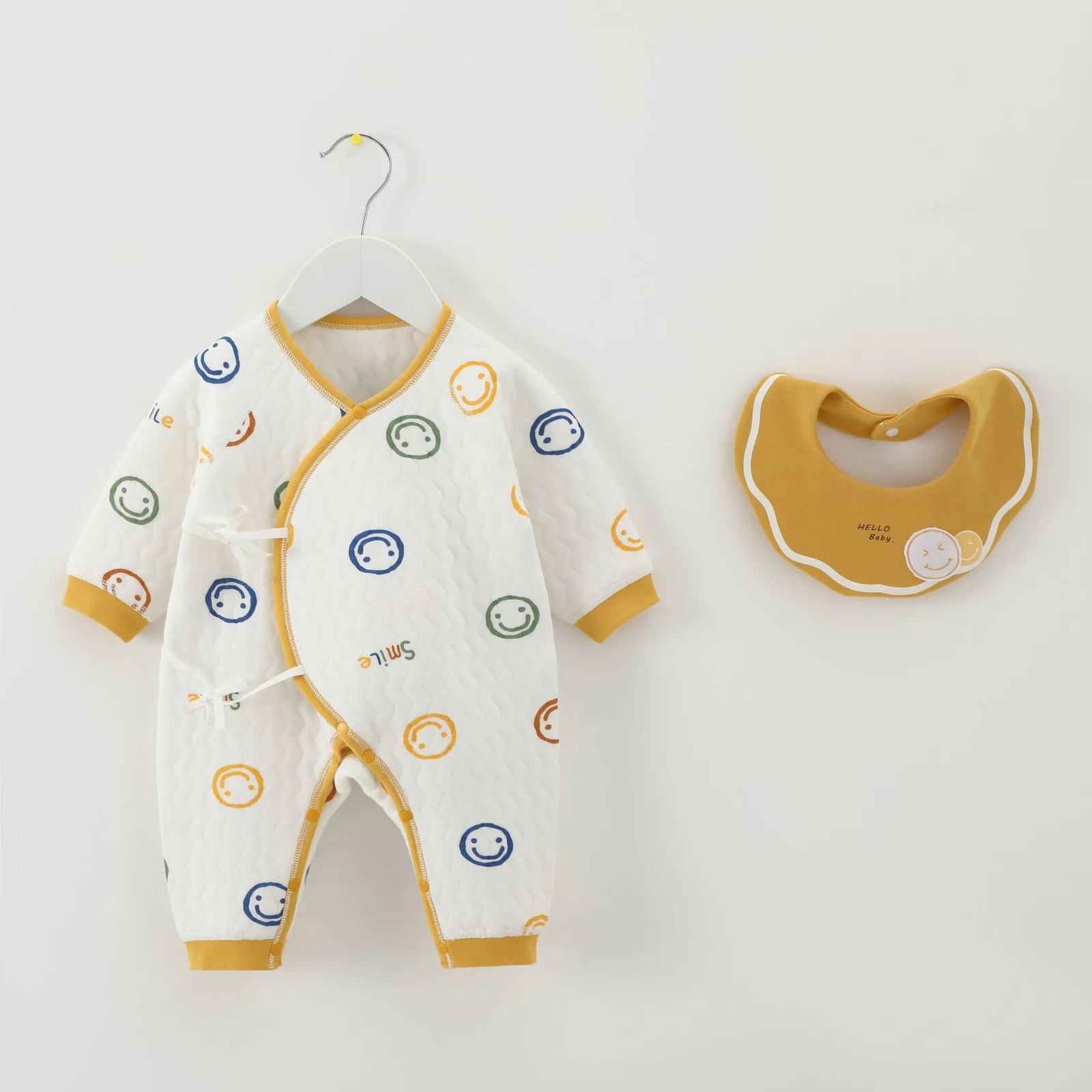 Infants and toddlers' autumn and winter crawling clothes with cotton padding