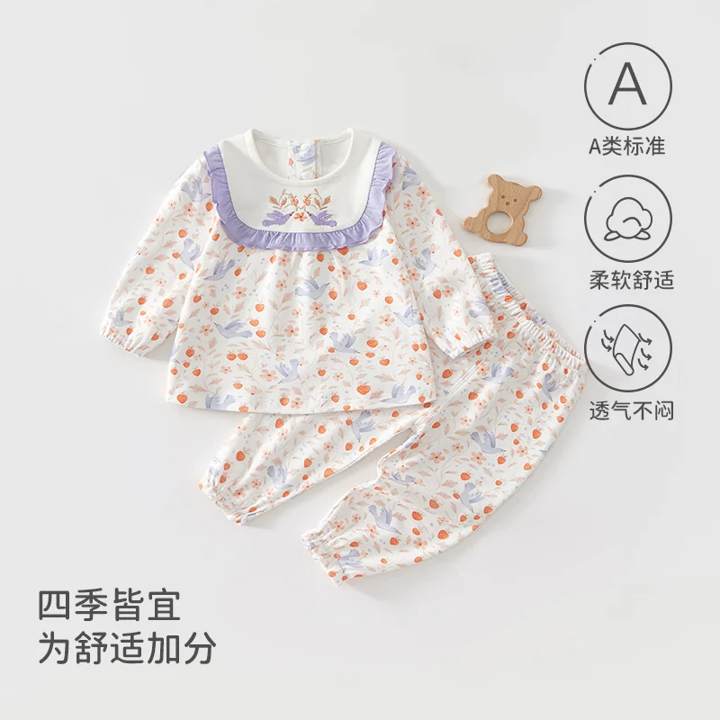 Girls' Spring and Autumn suit made of pure cotton