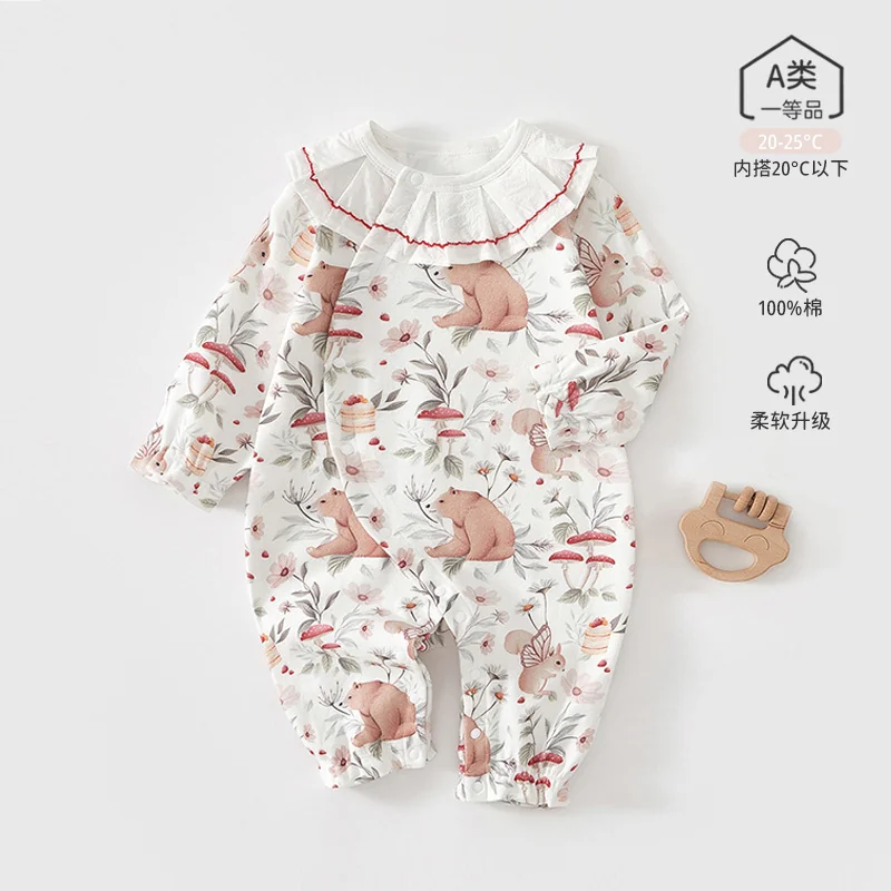 Pure cotton crawling clothes for infants and toddlers in spring and autumn