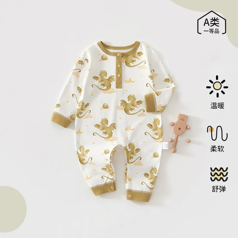 Pure cotton crawling clothes for infants and toddlers in spring and autumn