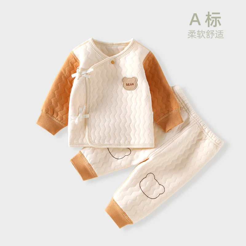 Infant and toddler autumn and winter long Johns and long pants made of pure cotton with cotton lining