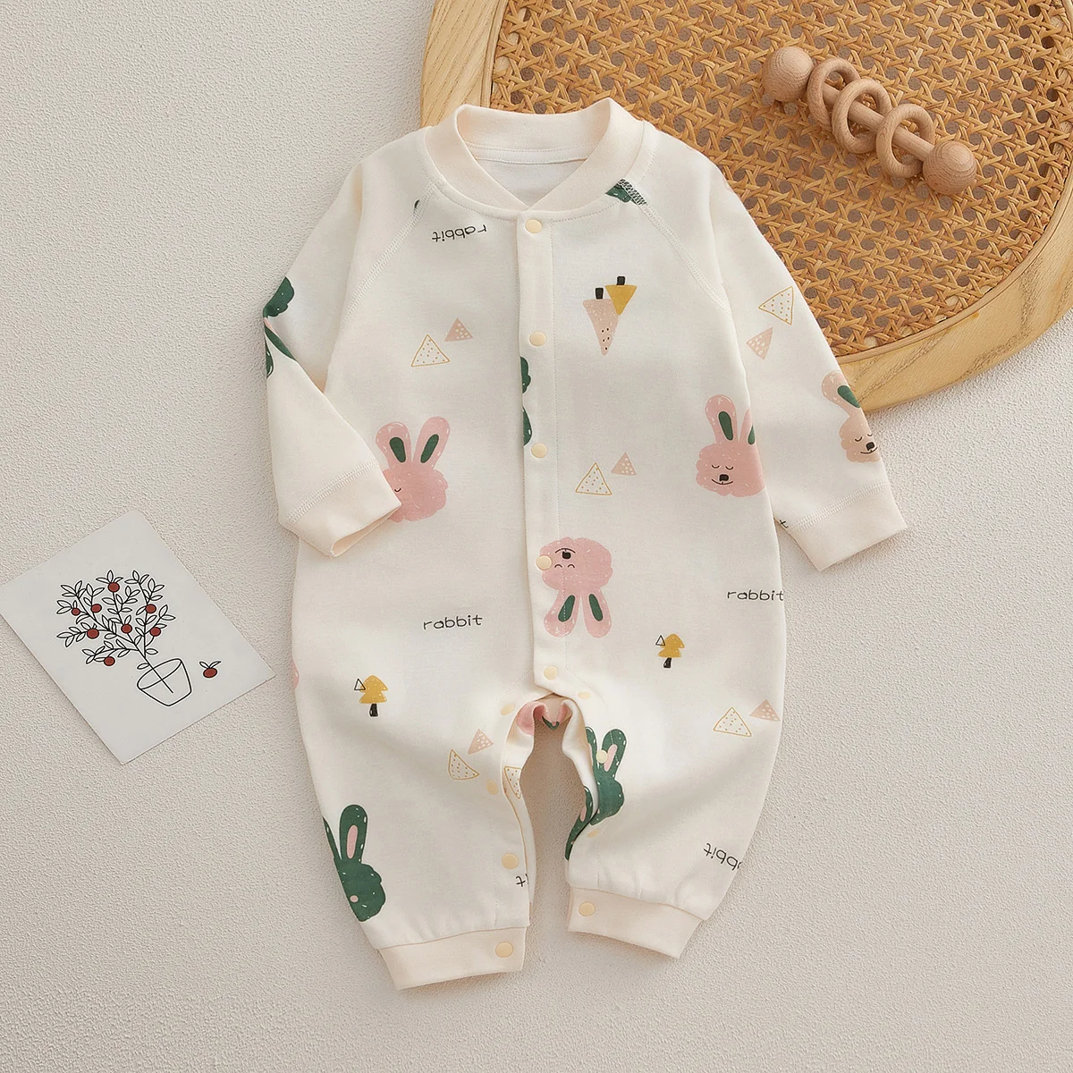 Pure cotton crawling clothes for infants and toddlers in spring and autumn