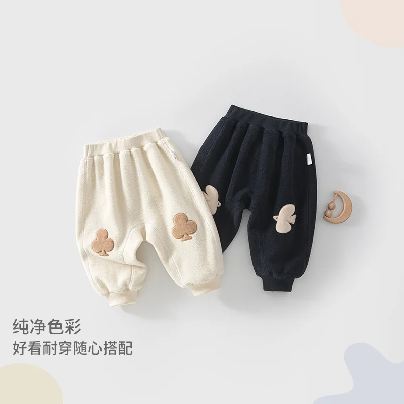Thick fleece fleece long pants for infants and toddlers in autumn and winter