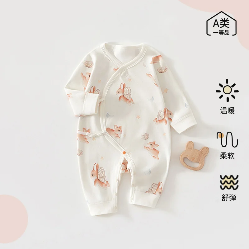 Infant and toddler spring and autumn one-piece suit made of pure cotton