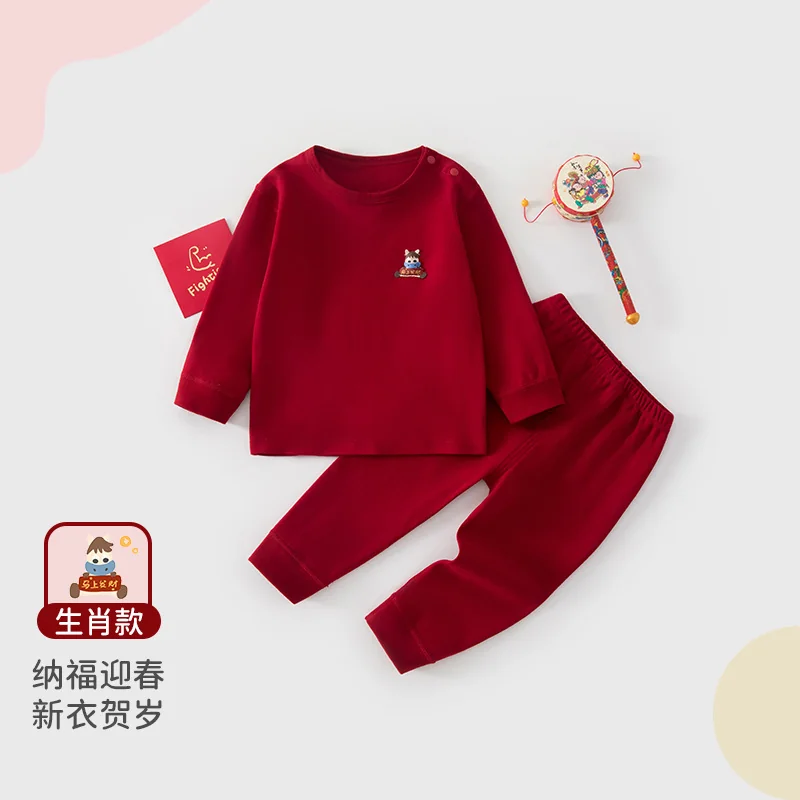 The girl's spring and autumn long Johns are made of pure cotton