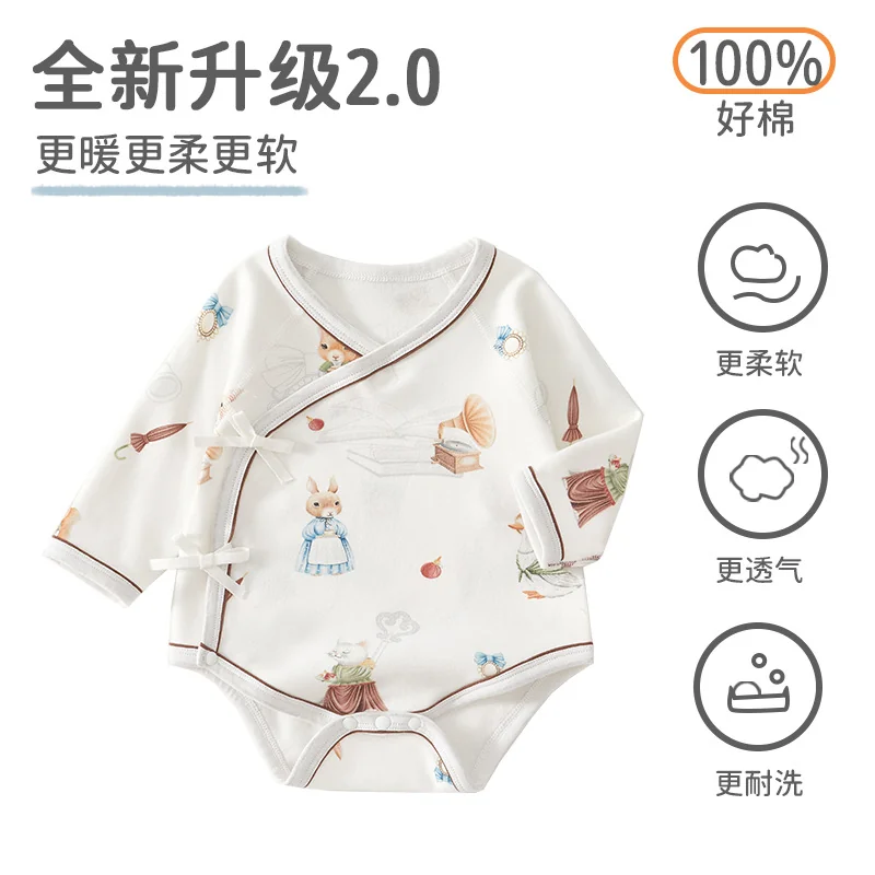 Pure cotton crawling clothes for infants and toddlers in spring and autumn