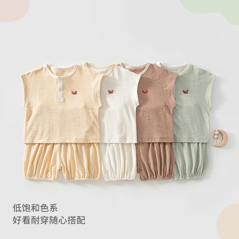 Summer two-piece set for infants and toddlers, thin and pure cotton