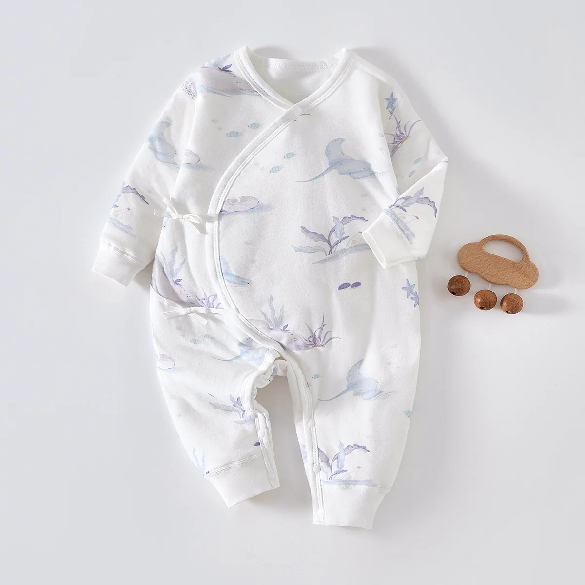Infants and toddlers' autumn and winter crawling clothes with cotton padding