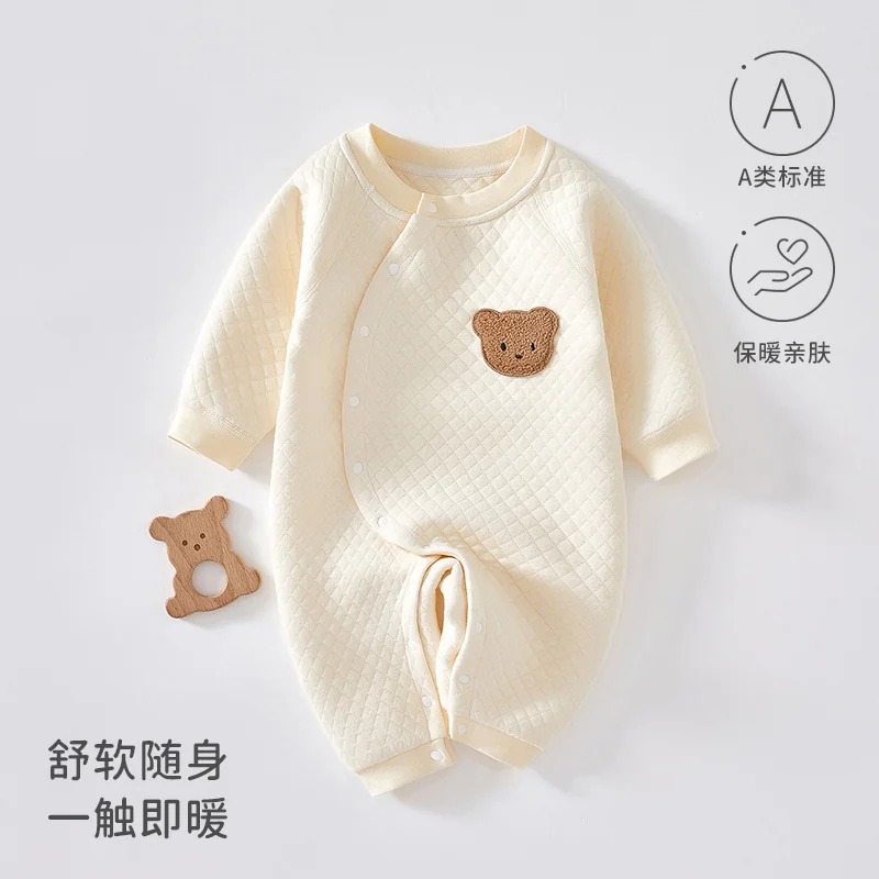 Infants and toddlers' autumn and winter crawling clothes with cotton padding