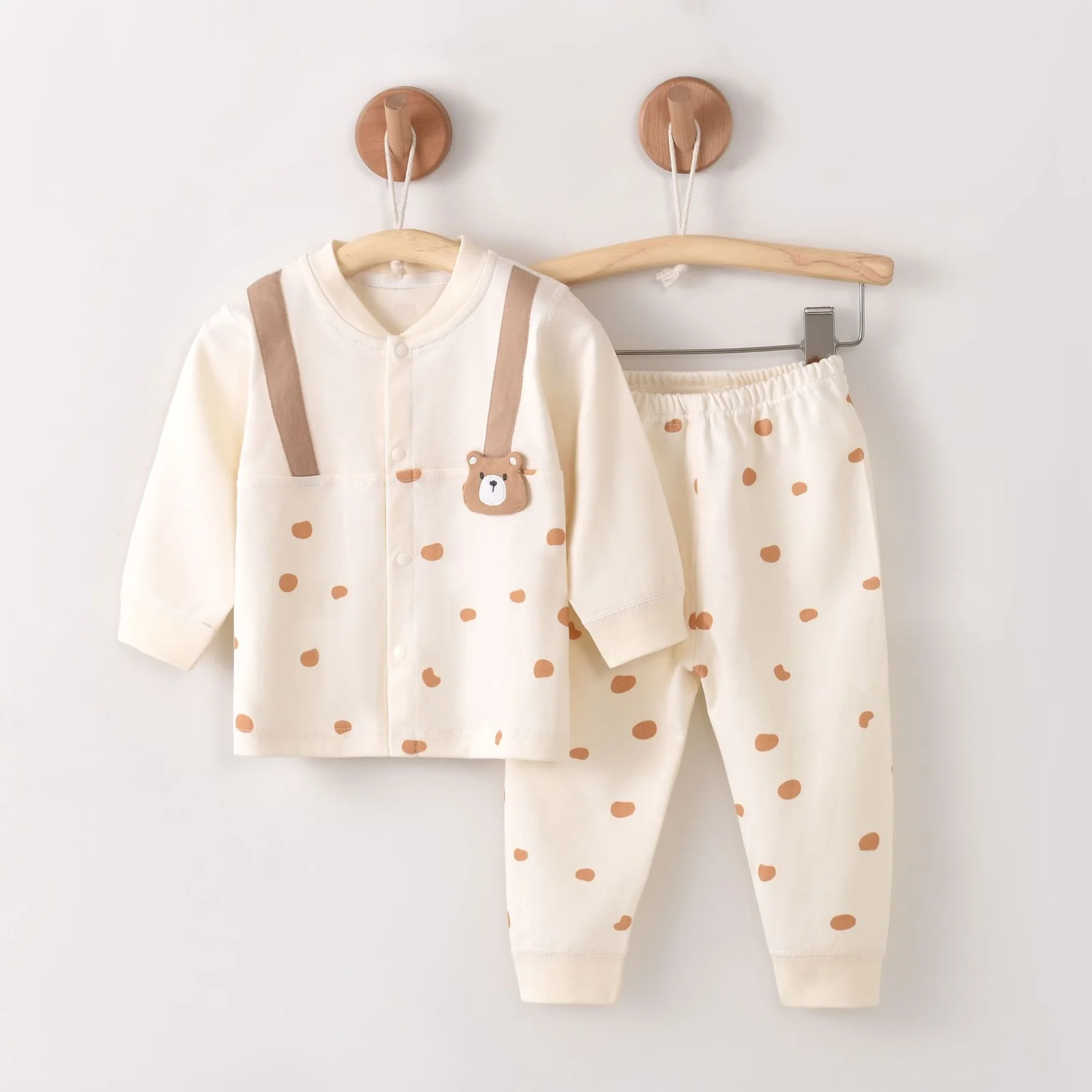 Spring and autumn underwear set for girls, made of pure cotton and wool