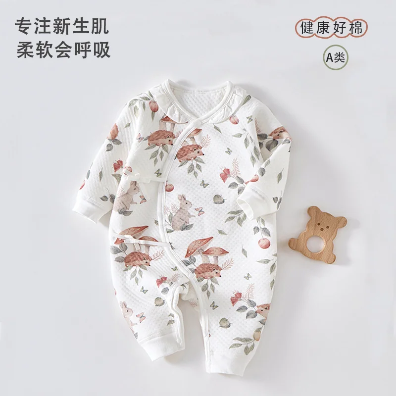 Infants and toddlers' autumn and winter crawling clothes with cotton padding