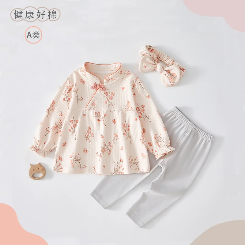 Spring two-piece suit for girls made of pure cotton