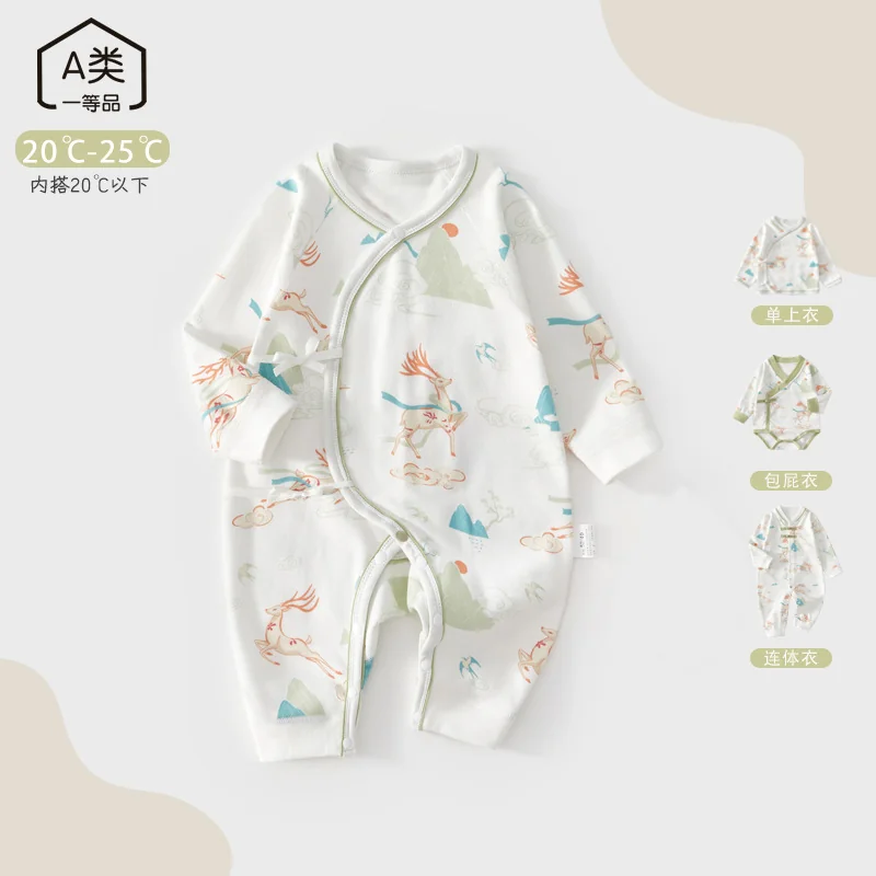 Infant and toddler spring and autumn one-piece suit made of pure cotton