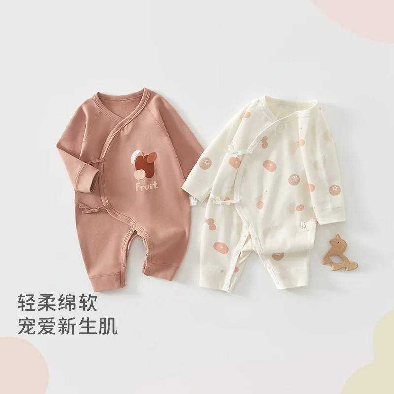 Infant and toddler spring and autumn one-piece suit made of pure cotton