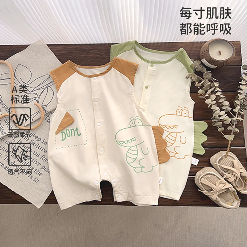 Pure cotton summer crawling clothes for infants and toddlers