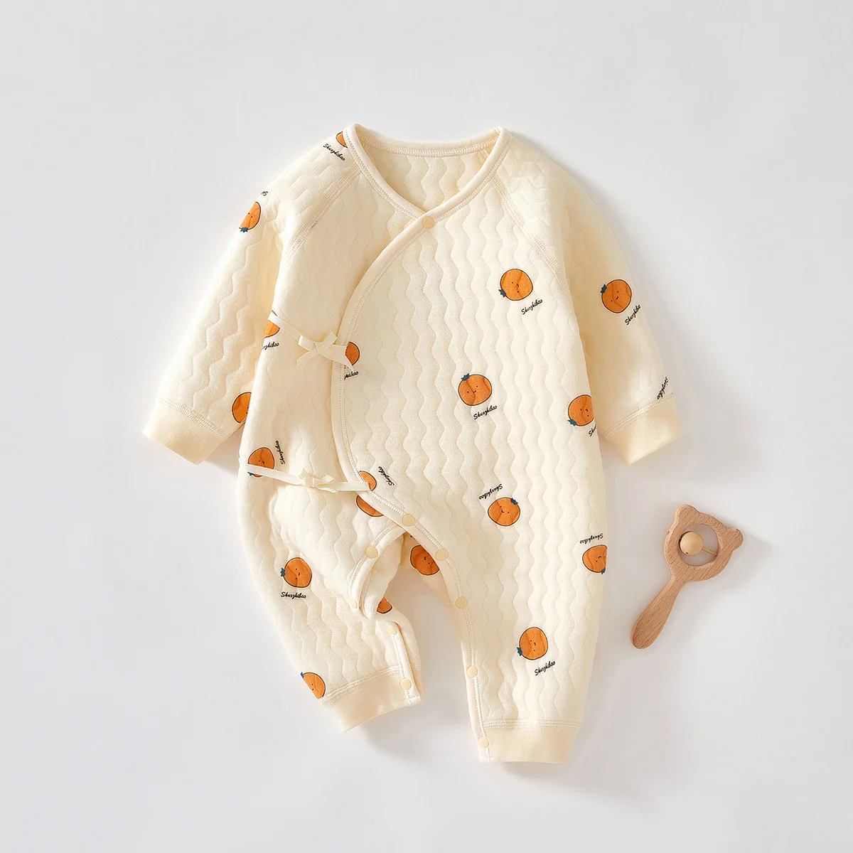 Infants and toddlers' autumn and winter crawling clothes with cotton padding