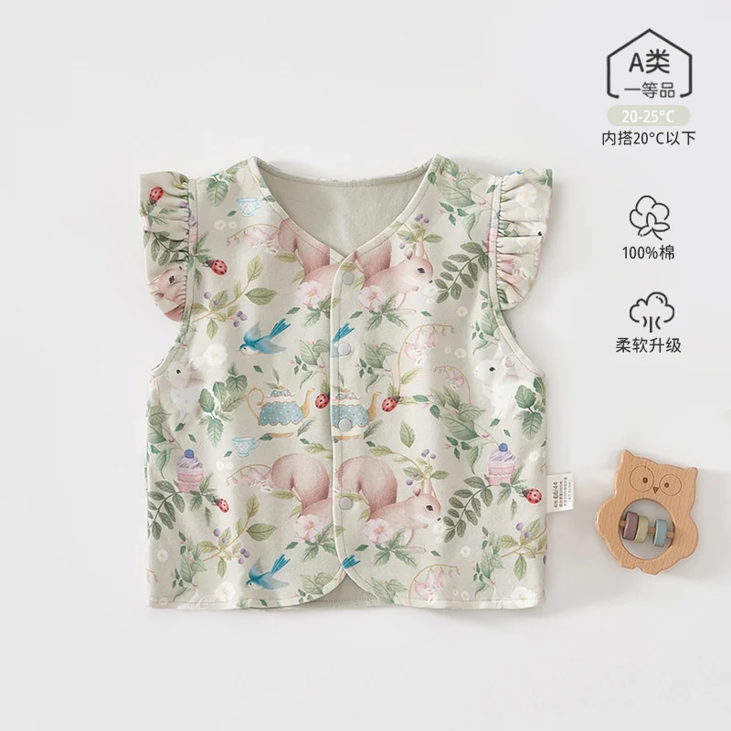 Pure cotton vests for infants and toddlers in spring and autumn