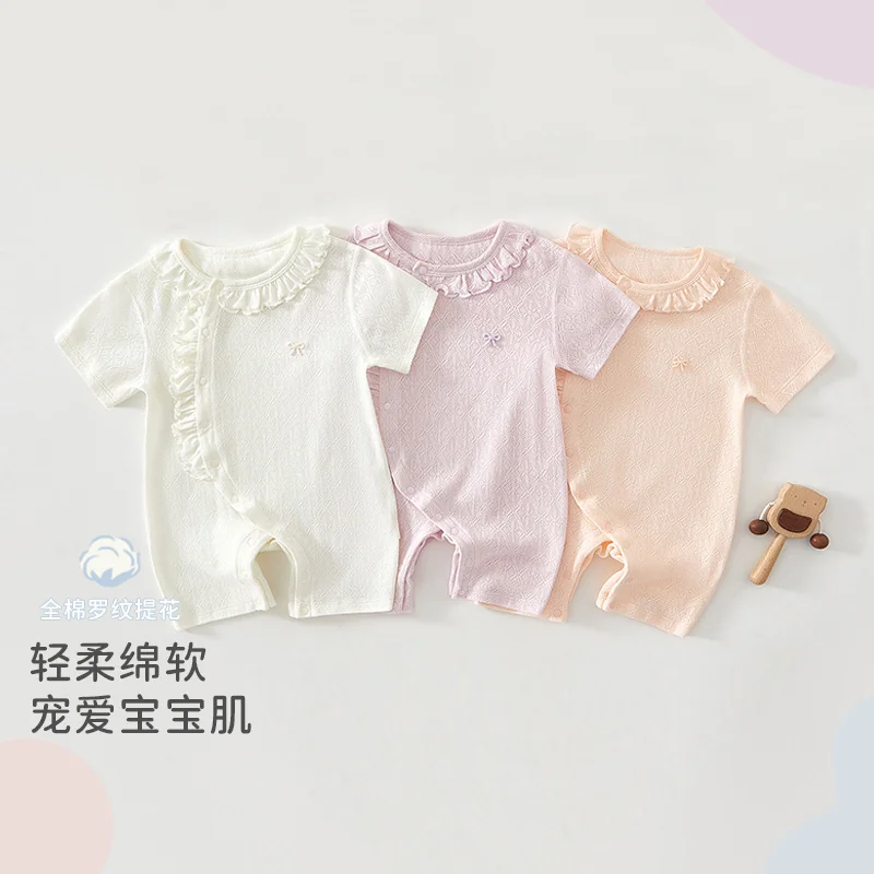 Pure cotton summer crawling clothes for infants and toddlers