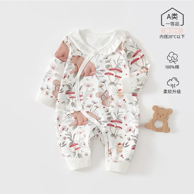 Pure cotton crawling clothes for infants and toddlers in autumn