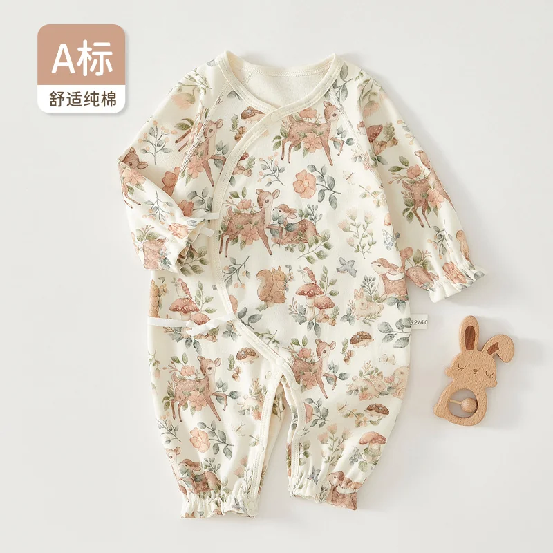 Infant and toddler spring and autumn one-piece suit made of pure cotton