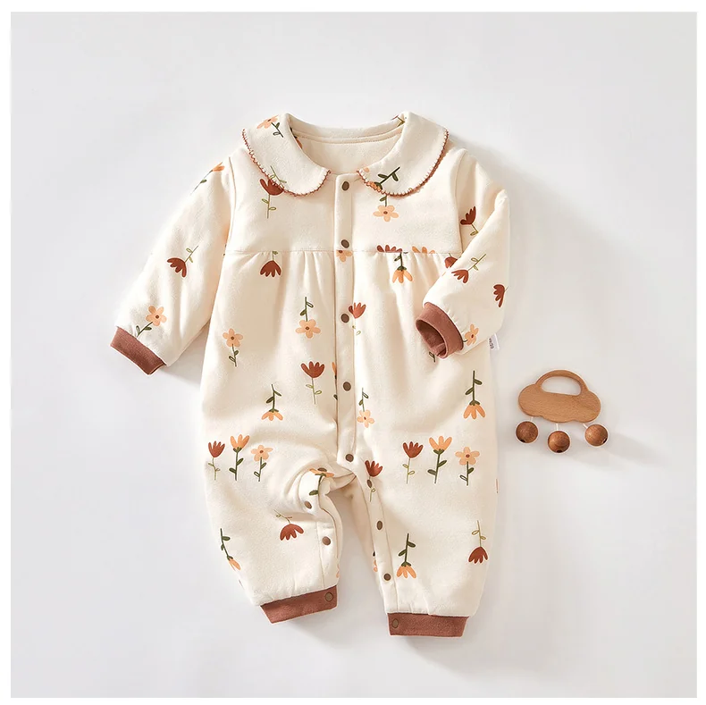 Thickened pure cotton clothes for infants and toddlers in autumn and winter