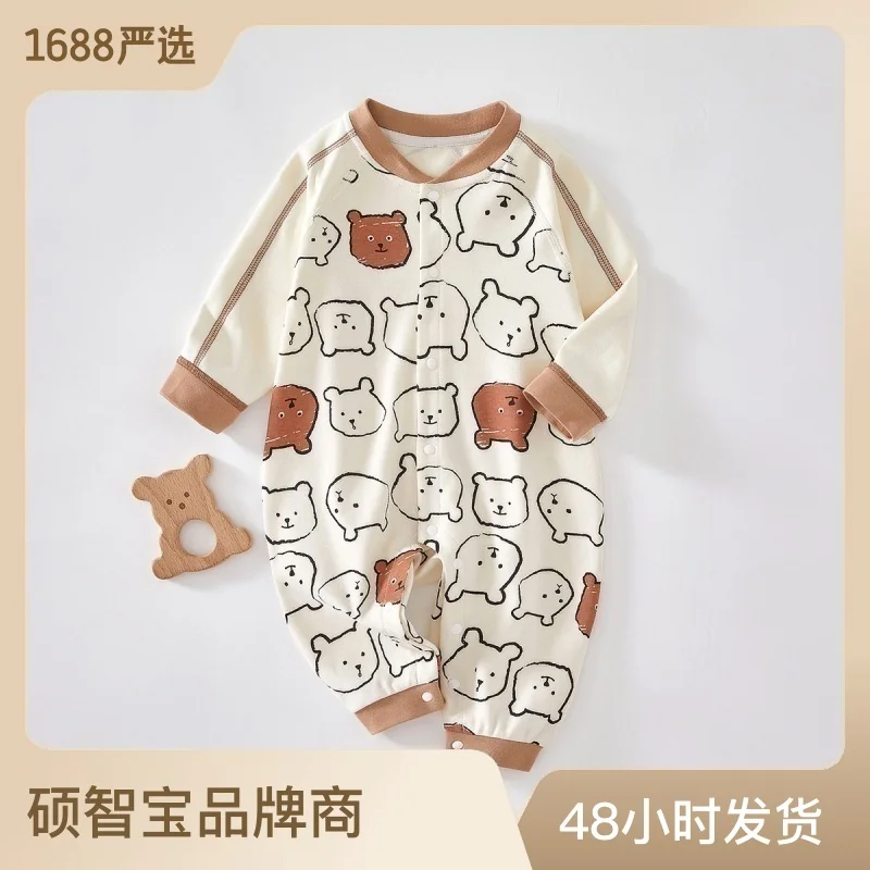 Pure cotton crawling clothes for infants and toddlers in spring and autumn